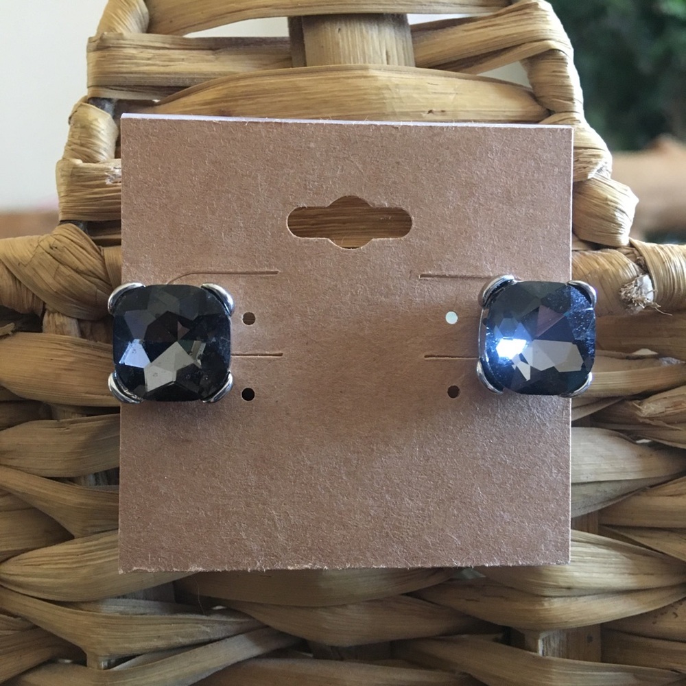 Vintage simulated smoky topaz pierced earrings